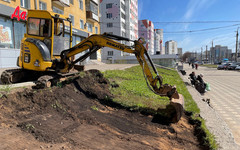 На улице Комсомольской создают цветник с дымковским узором