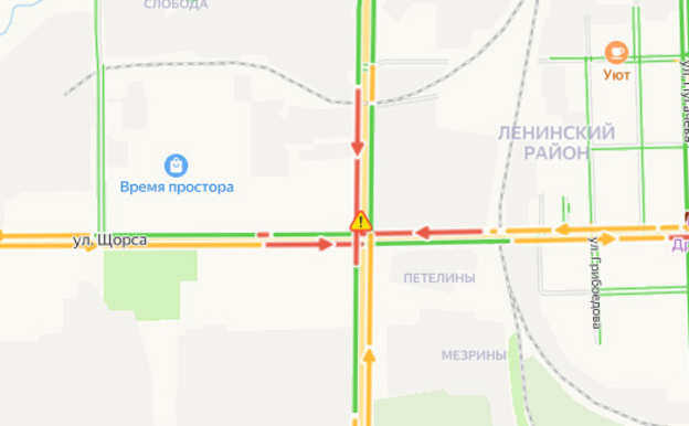 Утренние пробки 24 апреля: Октябрьский проспект, Ленина