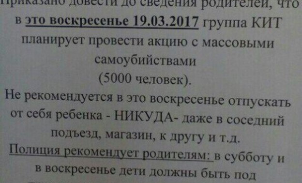 Кировчан предупредили о возможных массовых детских суицидах