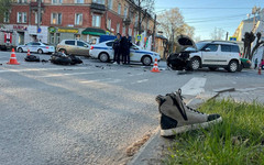 Момент ДТП с мотоциклистом на улице Щорса. Видео