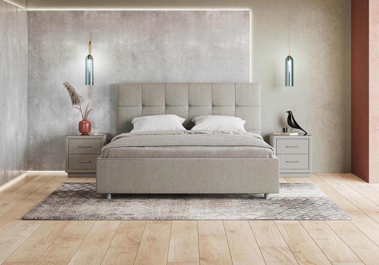 Кровати бежевого цвета в современной спальне