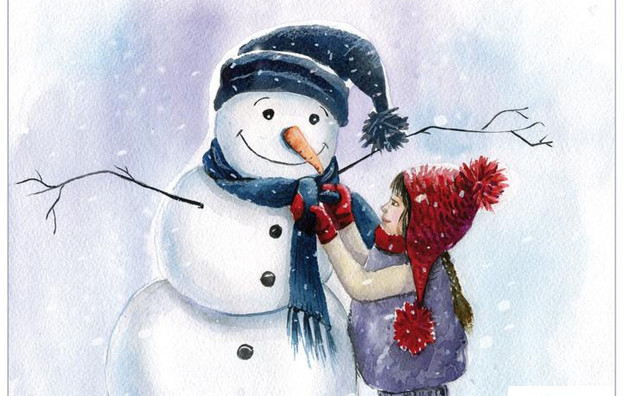 Снеговик и девочка Варя