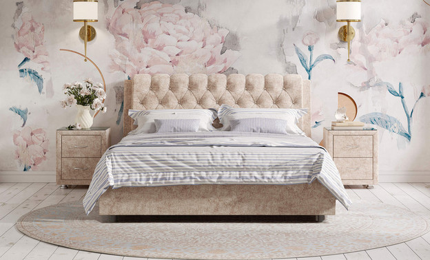 Кровати бежевого цвета в современной спальне