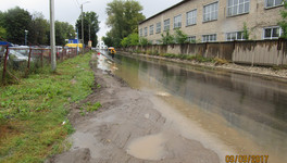 Новый асфальт на Комсомольской затопило дождевой водой