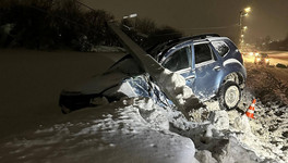В Нововятском районе водитель «Рено» съехал в кювет и врезался в столб