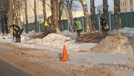 На улице Советской в Нововятске обрезают деревья