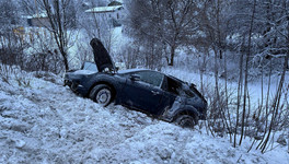 В Кирове на Дзержинского Ford Focus съехал с дороги и опрокинулся