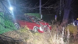 В Кирове водитель иномарки съехал с дороги, проломил забор и врезался в дерево