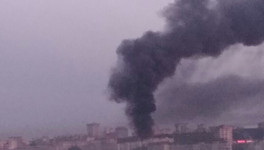 Крупный пожар на Октябрьском проспекте сняли на видео