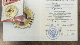 Никита Белых получил золотой знак ГТО