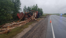 В Белохолуницком районе опрокинулся лесовоз