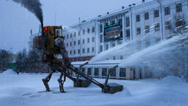 Крупный циклон и шагающая техника: иллюстратор из Кирова показал фантастическую спецтехнику для уборки снега
