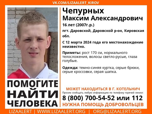 В Даровском районе пропал 16-летний подросток