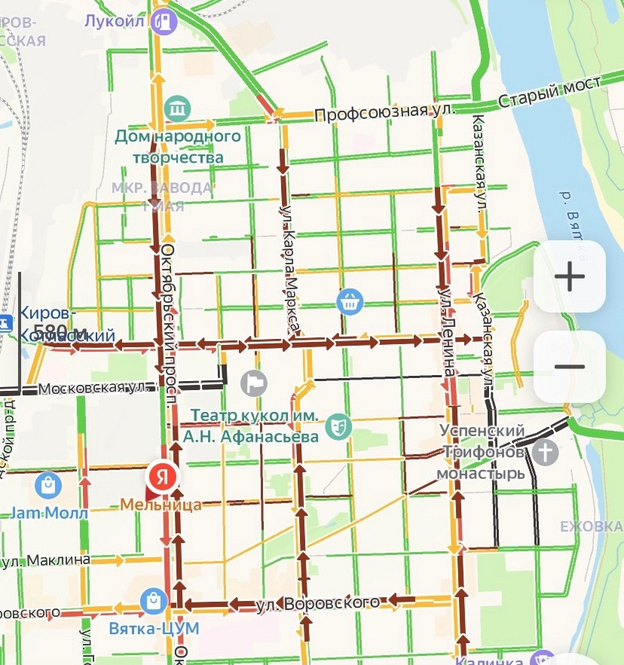 Карта перекрытых дорог киров