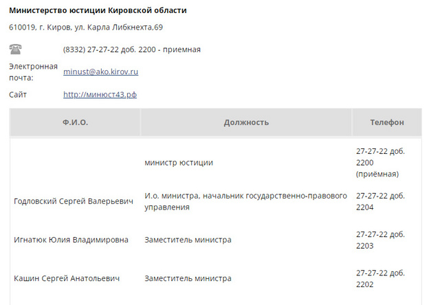 Сергей Годловский назначен и.о. министра юстиции Кировской области