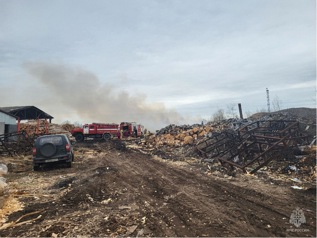На Лесозаводской загорелись отходы на площади 300 кв. метров