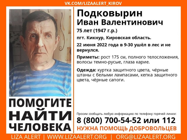 В Кировской области ищут пенсионера, который не вернулся из леса домой