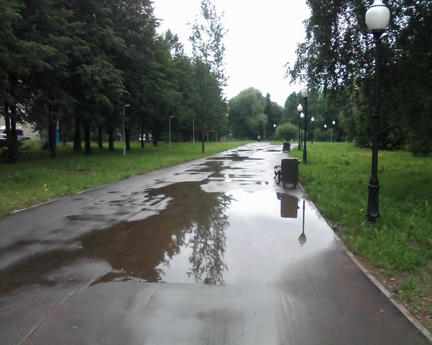 В Кочуровском парке упал новый фонарь
