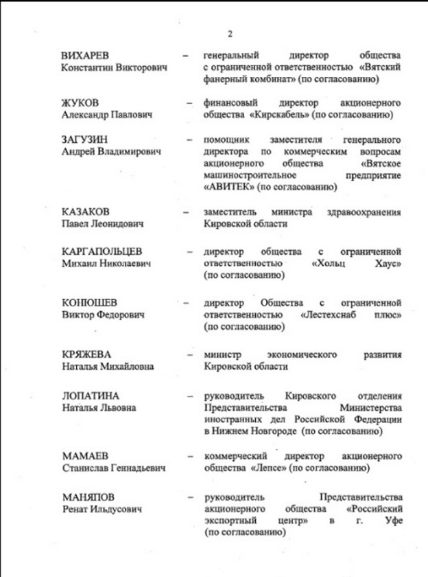 Известен состав экспортного совета Кировской области при главе региона