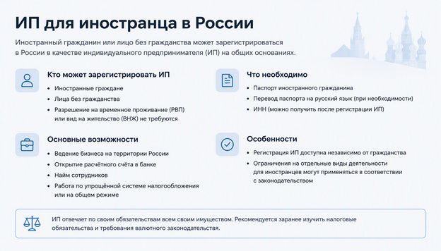 ИП для иностранца с РВП, ВНЖ или паспортом ЕАЭС: сравнительный обзор процедур в 2026-2027 годах