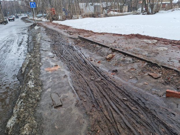 На улице Романа Ердякова пешеходы вынуждены ходить по грязи