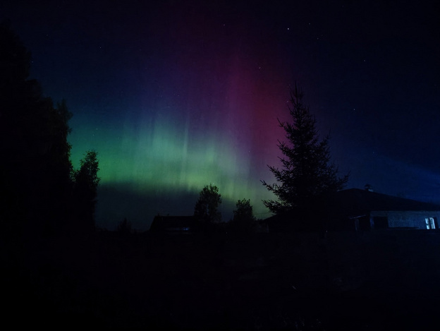 Северное сияние в Кировской области. Фото