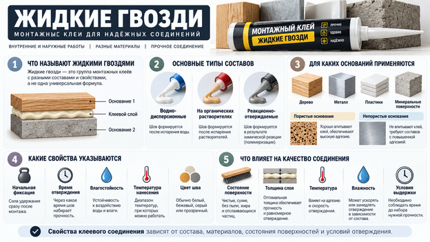 Монтажные клеи: составы, свойства и основания