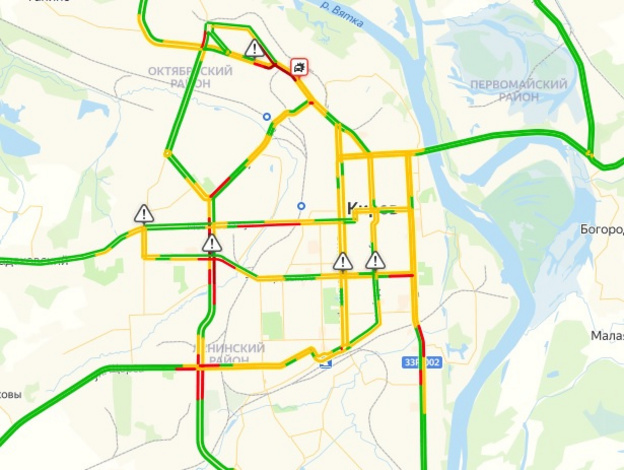Пробки киров сейчас. Карта пробок Киров. Карта пробки Ульяновская область. Карта пробок в Московской области 10.03.2022 утро. Перекресток Воровского и производственной Киров на карте.