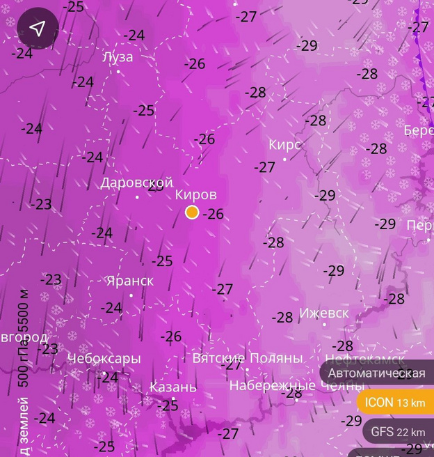 В Кировскую область идут 30-градусные морозы