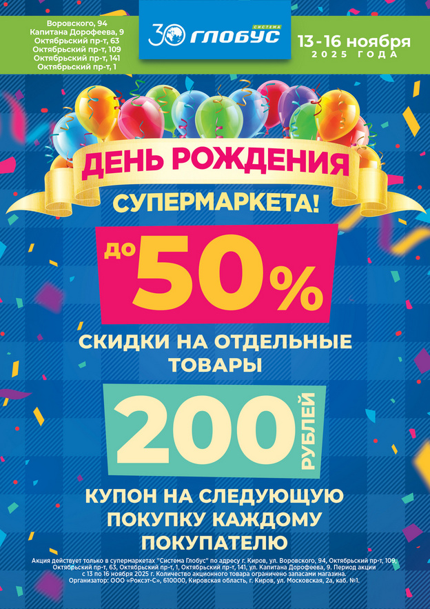 Супермаркеты «Система Глобус» отмечают День рождения и дарят подарки