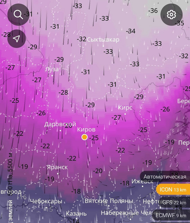 В Кировскую область идут 30-градусные морозы