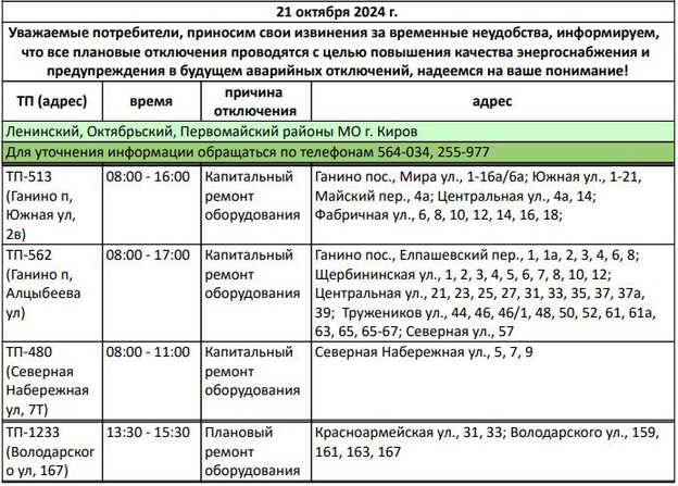 Воровского, Красноармейская: список домов, где 21 октября отключат электричество