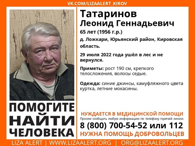 В Кировской области продолжаются поиски 65-летнего мужчины
