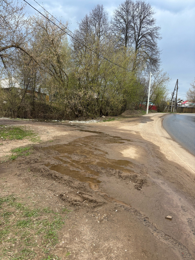 В слободе Санниковы из-под земли течет вода, которая затапливает огороды и дорогу