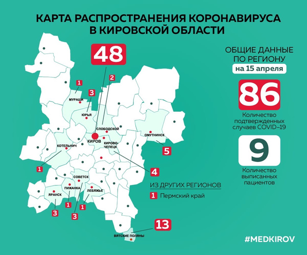 В 12 районах Кировской области нашли коронавирус. Карта Минздрава
