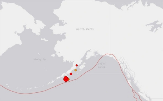 У берегов Аляски произошло мощное землетрясение магнитудой 7,4