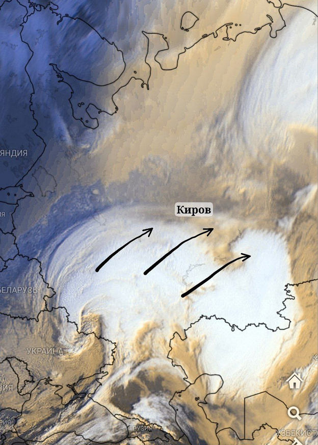Южный циклон с мощными снегопадами приближается к Кировской области