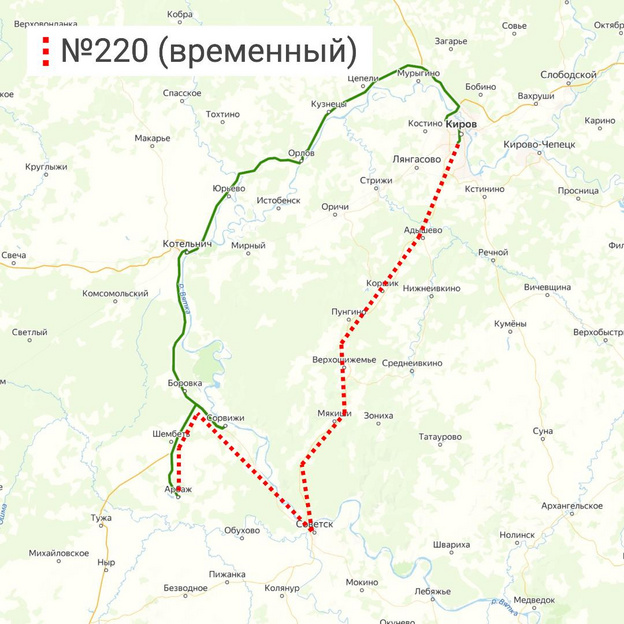 В Кировской области изменили движение маршрутов № 220 и 249
