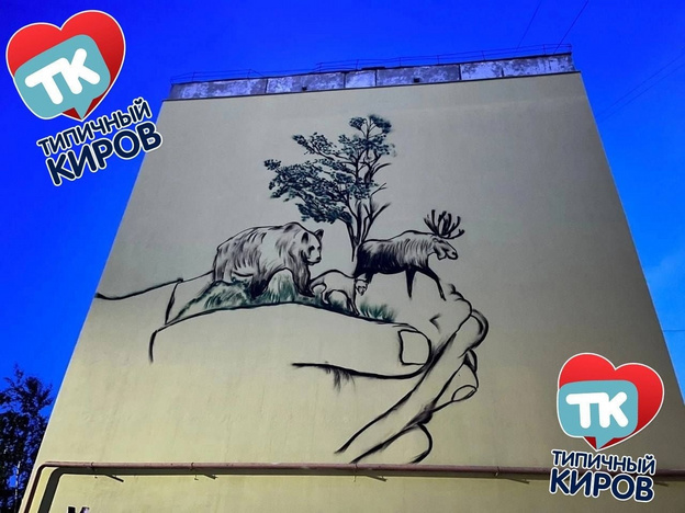В Кирове на фасаде дома появилось гигантское граффити на экологическую тему