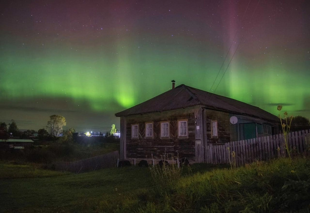 Северное сияние в Кировской области. Фото
