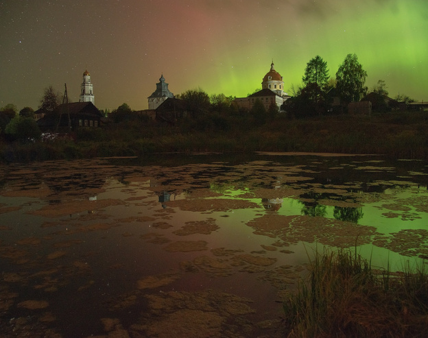 Северное сияние в Кировской области. Фото