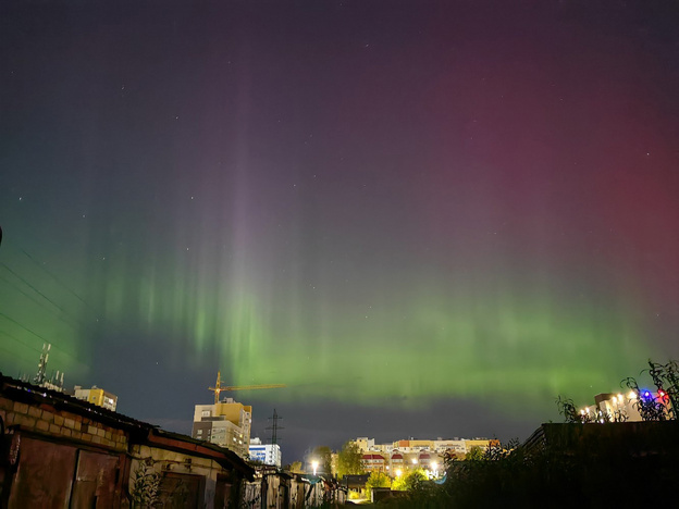 Северное сияние в Кировской области. Фото