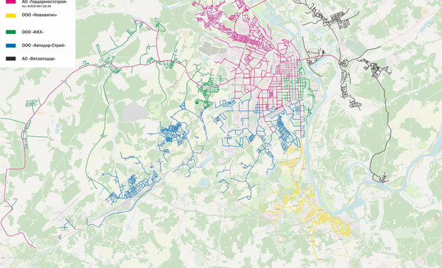 В Кирове сформировали карту улично-дорожной сети с отметками участков и подрядчиков, которые отвечают за их уборку