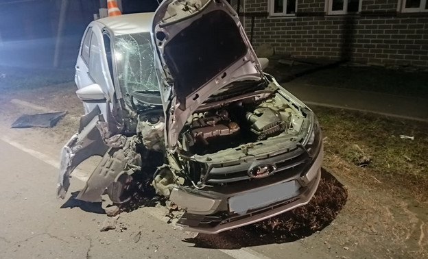 В Вятскополянском районе LADA Granta влетела в столб