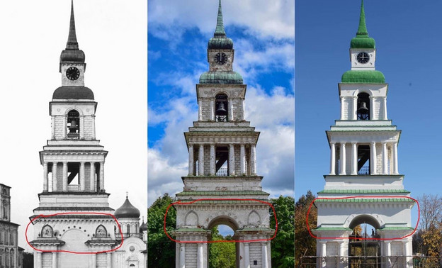 В Слободском в процессе реставрации колокольни исчезли декоративные элементы