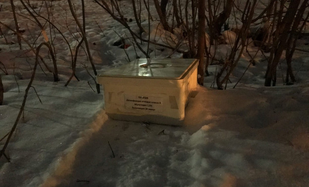 В Кирове на улице нашли выброшенный ящик для эпидемиологически опасных отходов