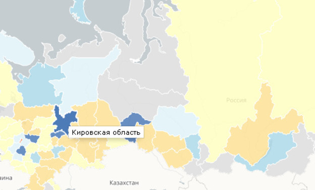 Кировская область засветилась на карте протестов