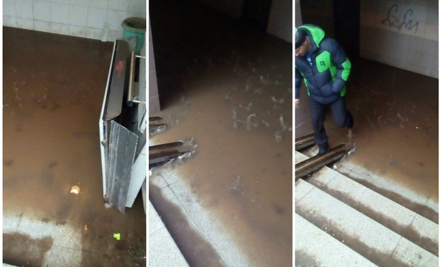 Подземный переход на Конева оказался затоплен талой водой