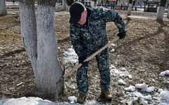 Илья Шульгин прибрался в сквере на Театральной площади