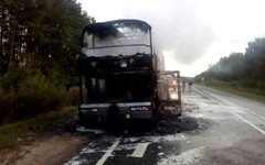 На трассе «Вятка» в Яранском районе сгорел пассажирский автобус